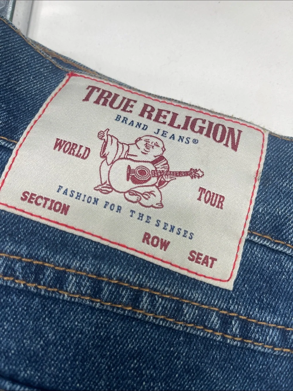 True Religion Straight Leg Jeans in Mid Blue Wash